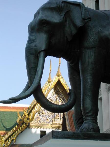 Elephant guarding the entrance to Chakri Maha Prasat Hall, the Grand Palace, Bangkok