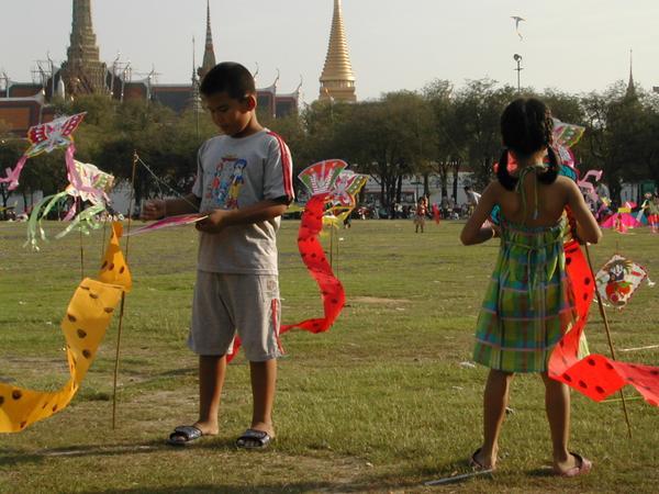 Children play with kites