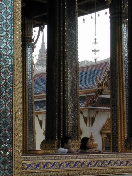 Tourists at the Temple of the Emerald Buddha, Bangkok