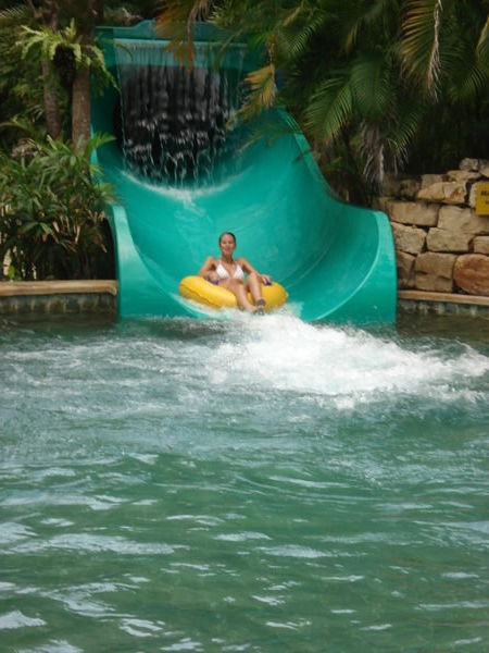 Vic on a water slide