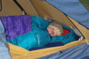 Melanie Cozy in Her Tent