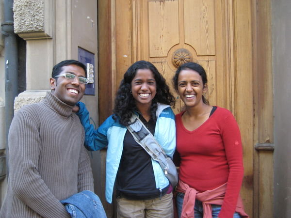 With Jane and Sanil in front of our old apartment building