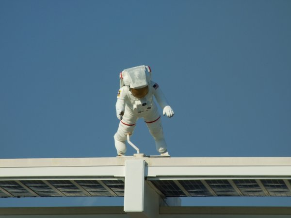 I think this space-man was spying on us while we picked up our tickets.