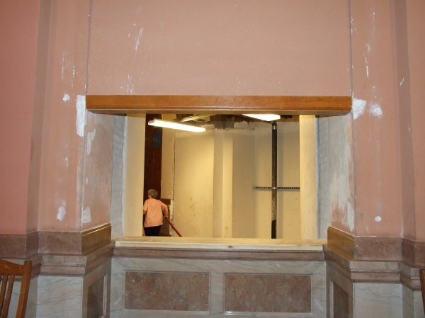 The shabby Topeka Statehouse . . . even the walls are falling apart.