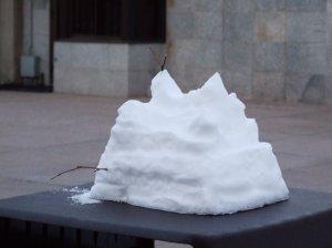 Pile of snow, or child's touching rendition of the temple?  You decide.
