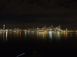 Seattle skyline by night.