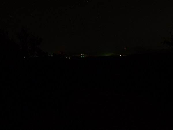 The Mexican side of the border in the dark.