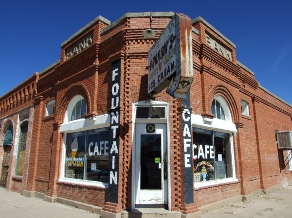 The former bank, and currently cafe we had lunch at in Magdalena, NM.