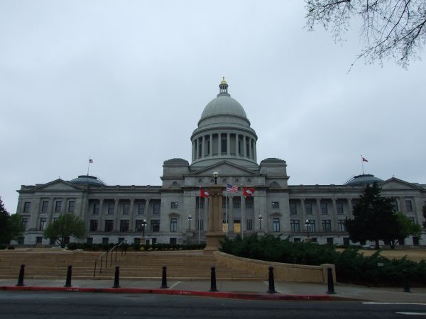 The Arkansas Capitol on a slightly less rainy day.