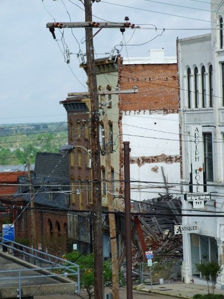 Demolished building in downtown Vicksburg.