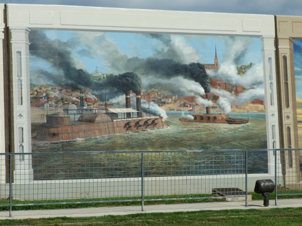 River gunboat mural.