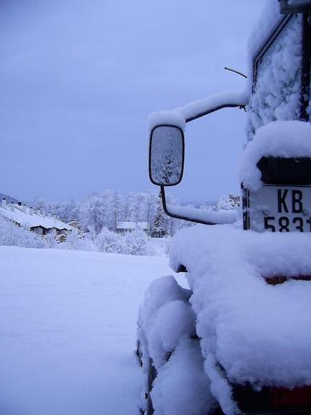 Tractor under snow