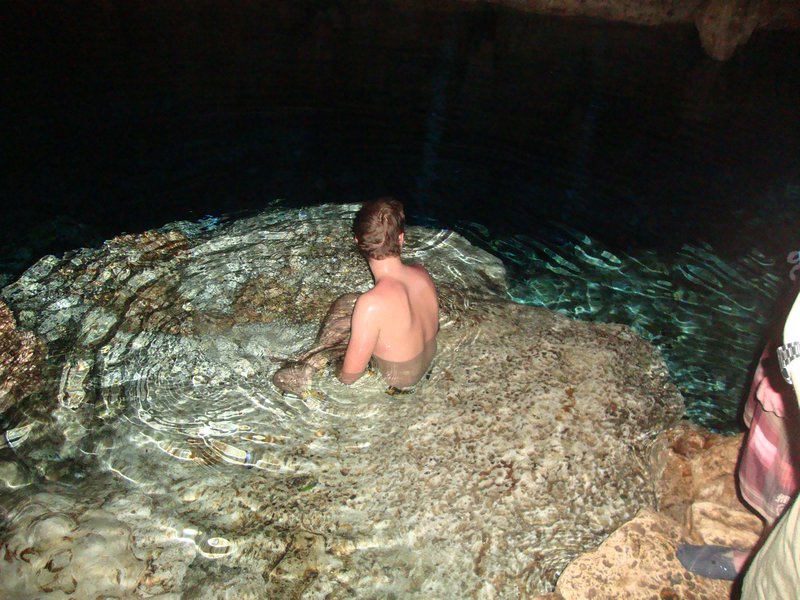 swimming in the cave