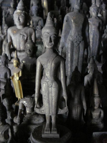 Some of the many buddhas placed inside the Tham Theung and Tham Ting Caves (Buddha Caves)