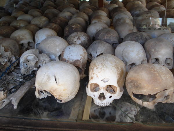 Human remains at The Killing Fields of Choeung Ek