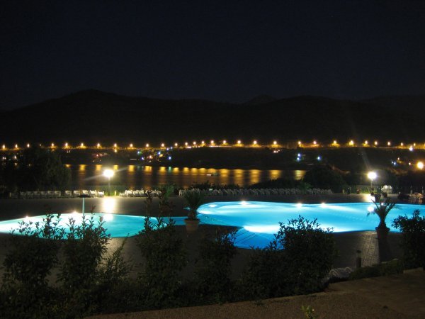 The pool at the hotel in Dubrovnik at night
