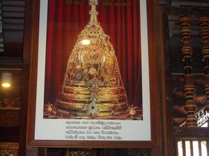Gold casket containing the sacred tooth of Lord Buddha