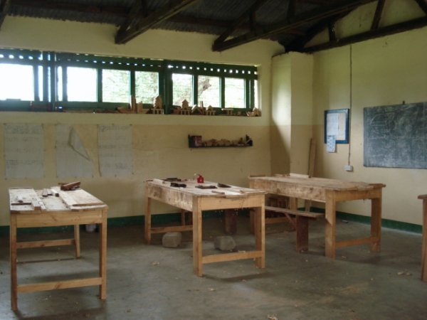 Woodworking at Kigwe.  Unfortunately we were there on a holiday so there were no students working.