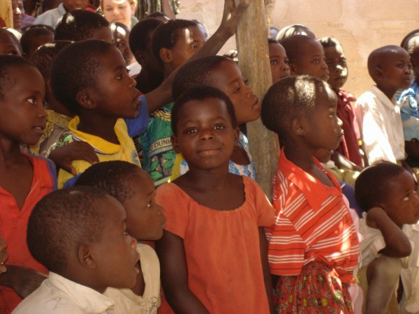 Children at a village church service.