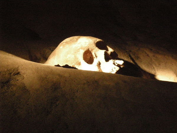 Mayan priest skull, ATM tour, Belize