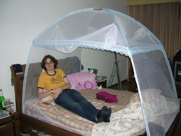 Chris in tent