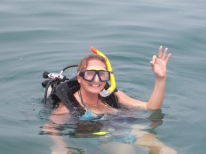 My first dive, about to descend into the depths!