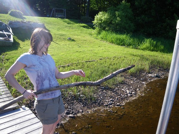 Sarah saving a drowning dragonfly!