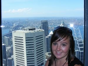 Emma at the top of the Sydney Tower