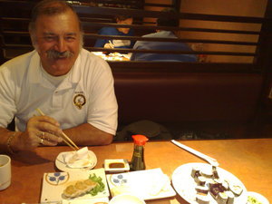 Dad & Sushi after airport