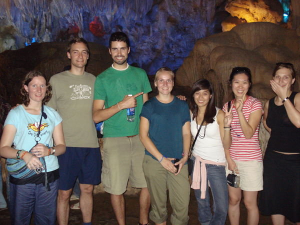 The whole group (except Phil) in a cave