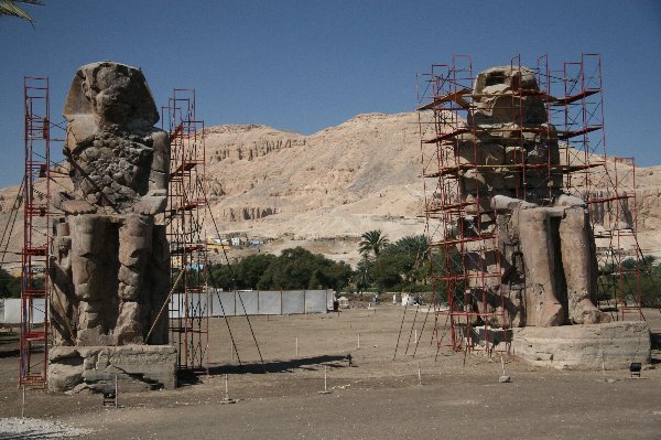Colossi of Memnon Under Repair