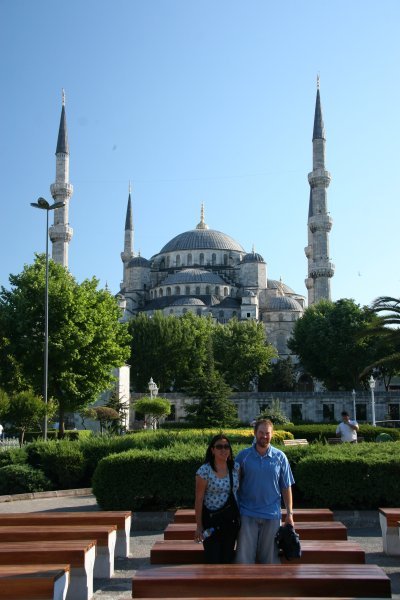Us in front of the Blue Mosque in Istanbul