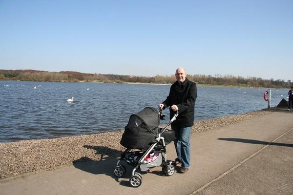 Alan and Beth in her buggy at Strathclyde park.
