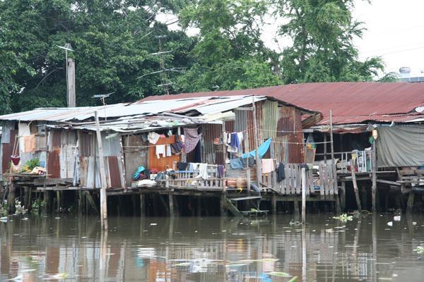 Canal-side slum housing in Bangkok