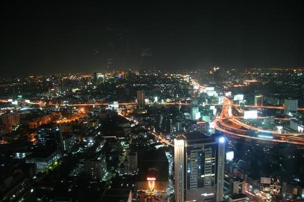Bangkok skyline at night from our hotel room on the 48th floor.