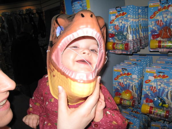Beth dressed up as a fish at Deep Sea World