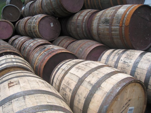 Whisky barrels at Arran distillery.