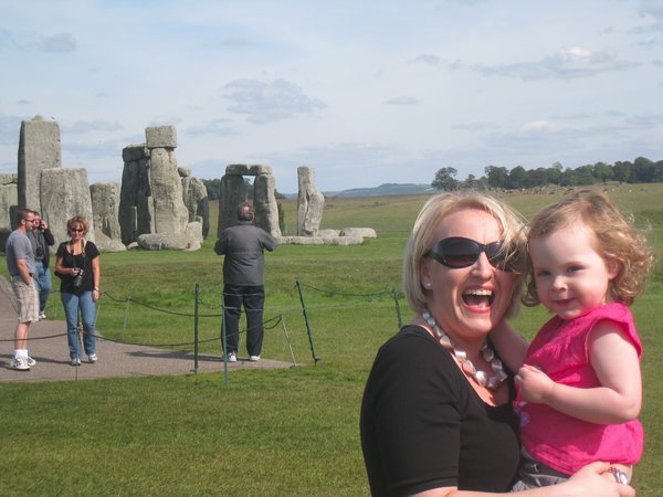 Beth and Shaz having a laugh at Stonehenge.
