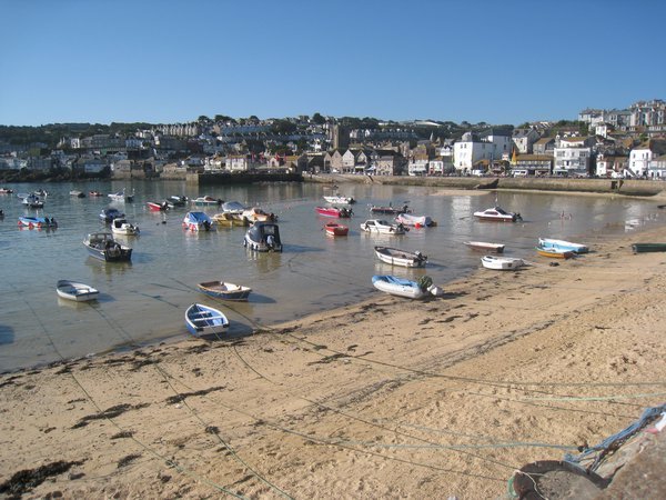 St Ives beach at the harbour.