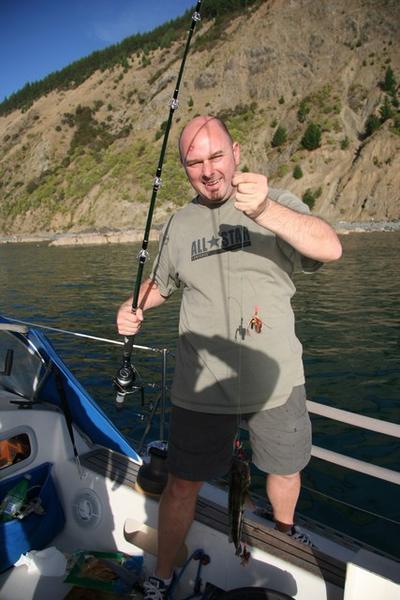 Alan catches a blue cod