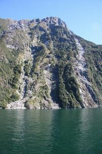 LAndslides caused by seizemic activity in Milford Sound.