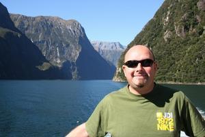 Alan looking cheery in the Milford Sound
