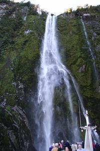 Big waterfall half way along Milford Sound.