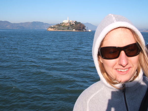 Karen with Alcatraz behind 
