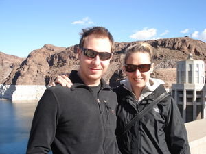 Standing on the bridge at the Hoover Dam