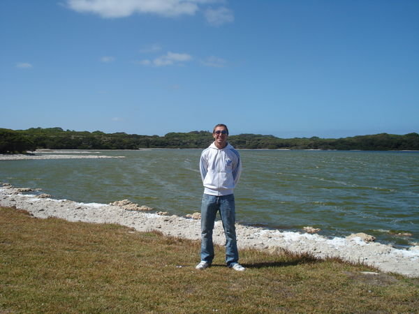 Rob by the lake next to us in Robe...