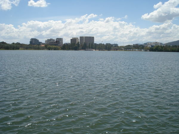 over the lake in Canberra..