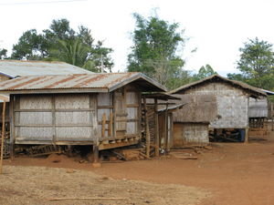 hutjes waar de dorpelingen in wonen