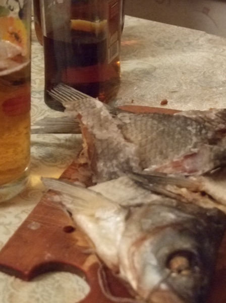 A speciality: fish, cognac and beer.
