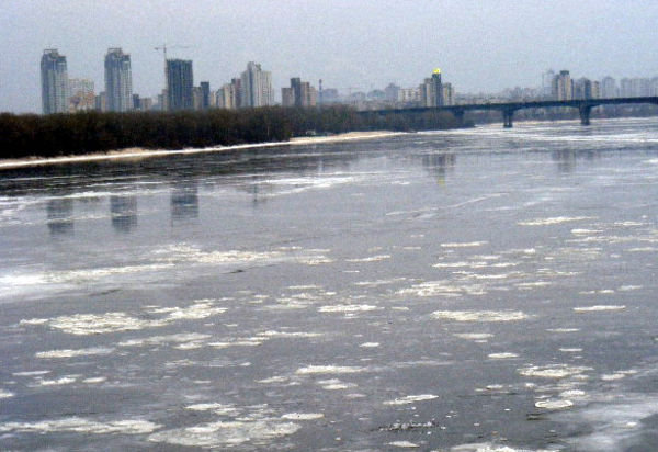 The frozen Dnieper.